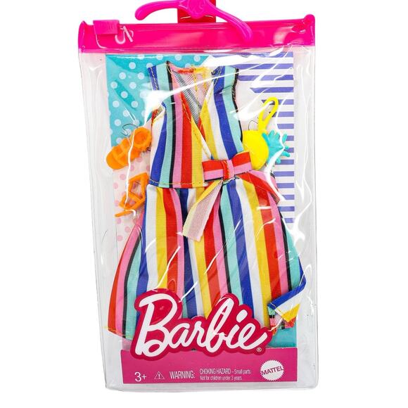 Mattel Barbie Fashion Packs Rainbow Stripes Summer Dress And Accessories - Picture 2 of 4